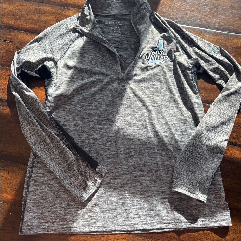 Women’s Gray Quarter-Zip Pullover with 603 Volleyball Logo- Size Small